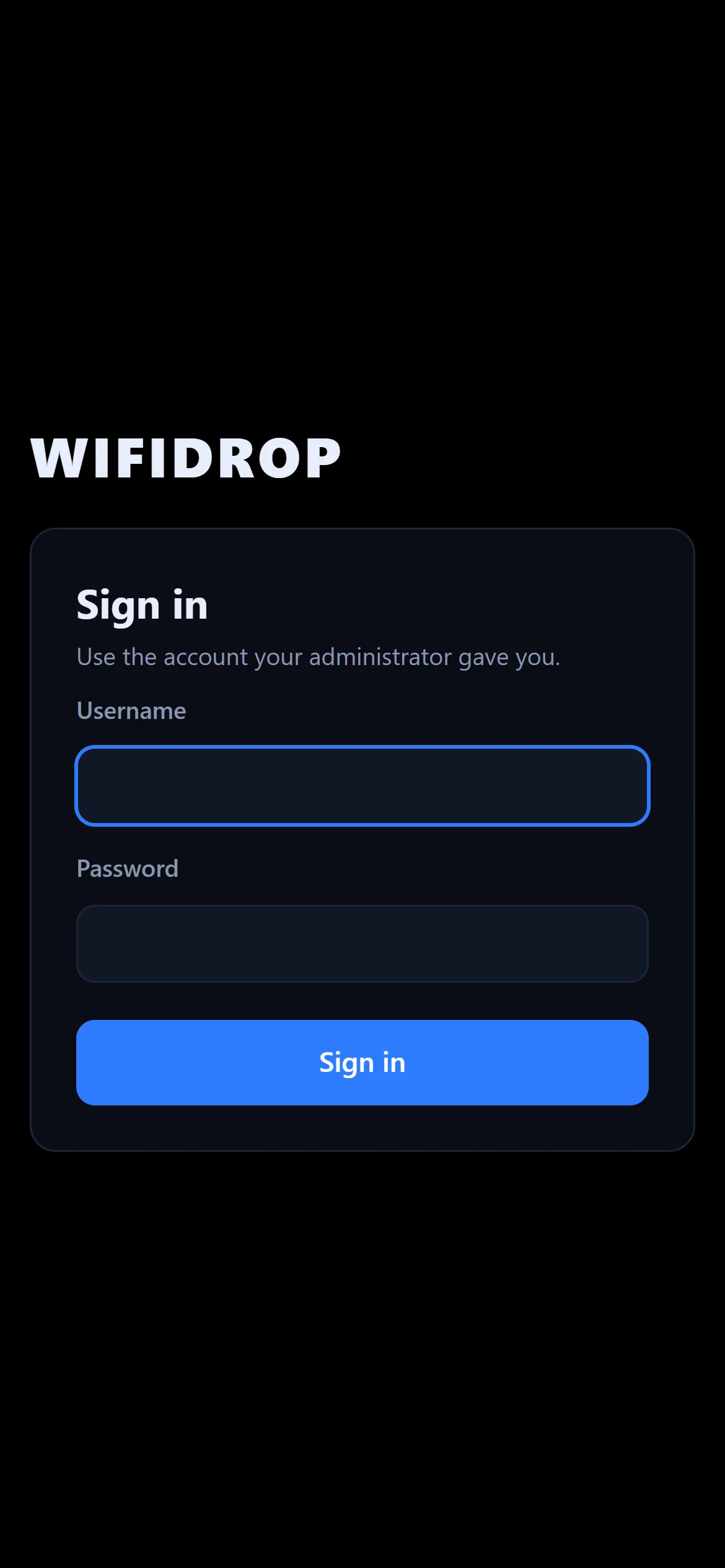 The WiFiDrop sign-in page on a phone